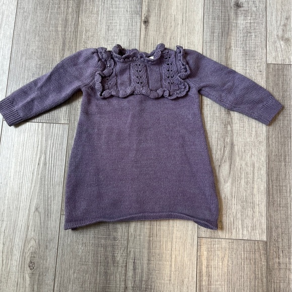 OshKosh Carters Purple French Terry Eyelet Knit Dress - 9 Months - Baby Formal - Picture 4 of 11